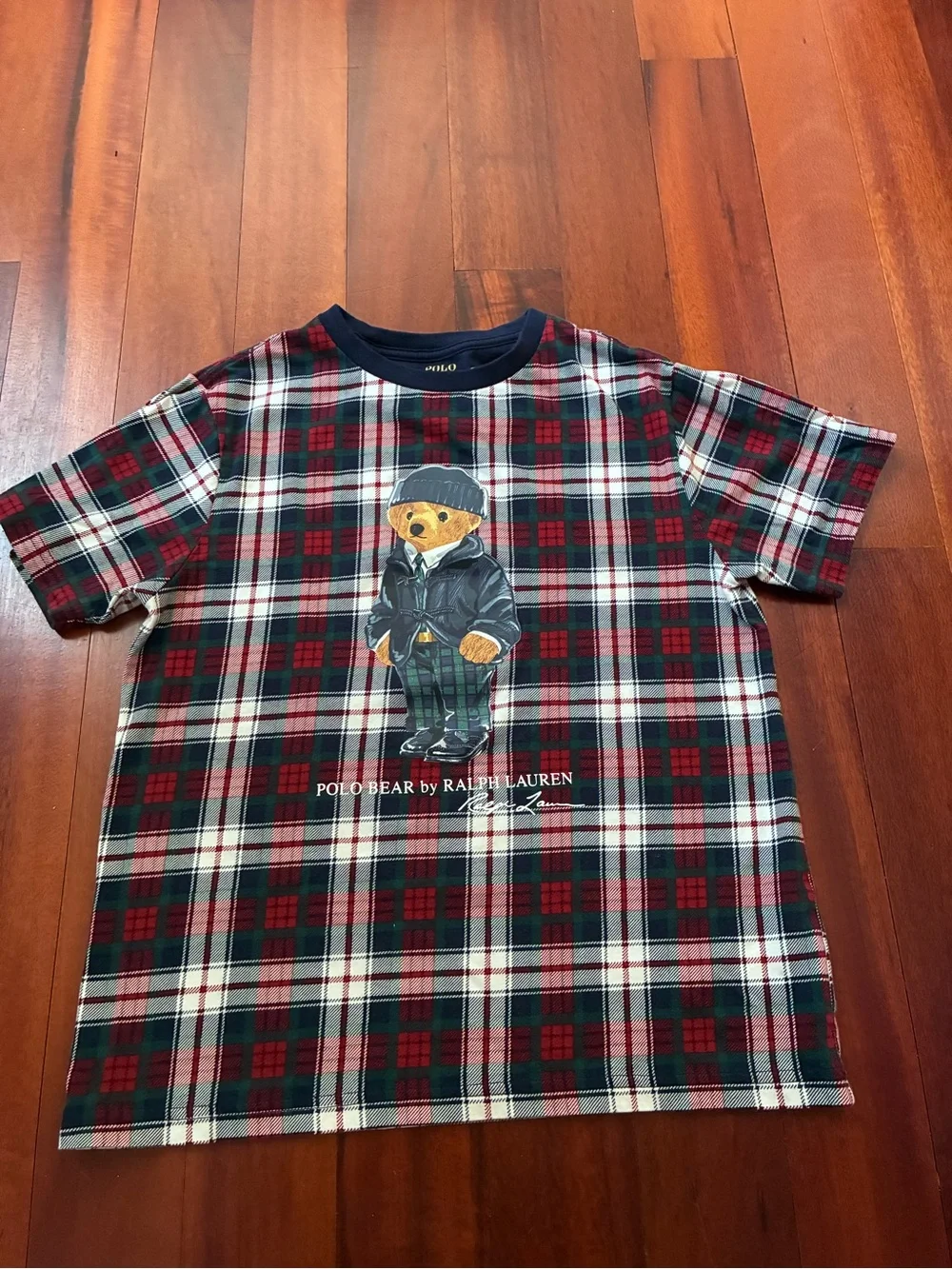 Polo Ralph Lauren Kids Plaid Polo Bear Short Sleeve Tee size Large